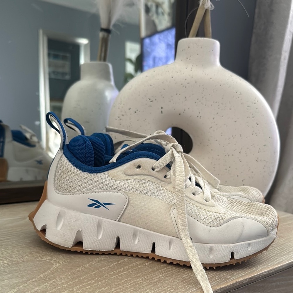 Reebok Kids White and Blue Sneakers